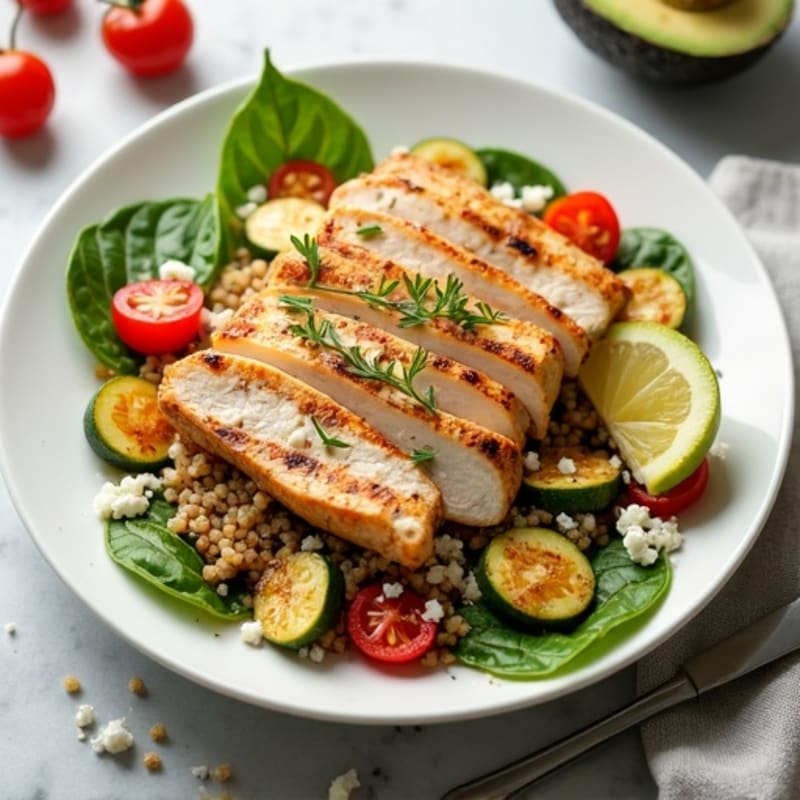 Grilled Chicken and Quinoa Salad with Roasted Vegetables