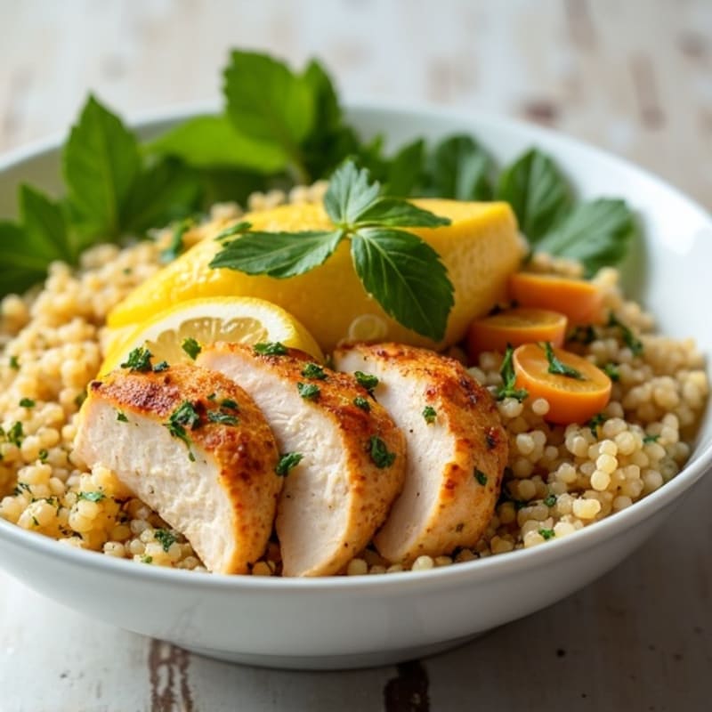 Quick Lemon Herb Chicken and Quinoa Bowl