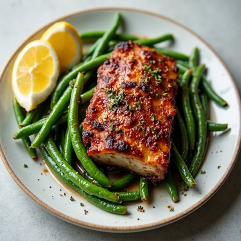 Tender Baked Ribs with Crispy Green Beans