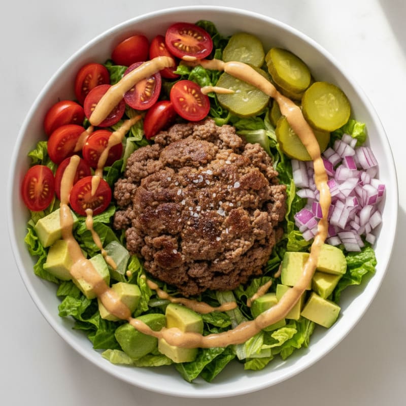 Beef Hamburger Bowl with Special Sauce