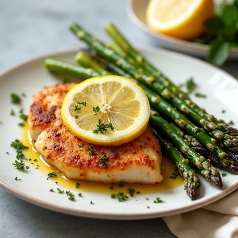 Crispy Lemon Herb Chicken with Roasted Asparagus