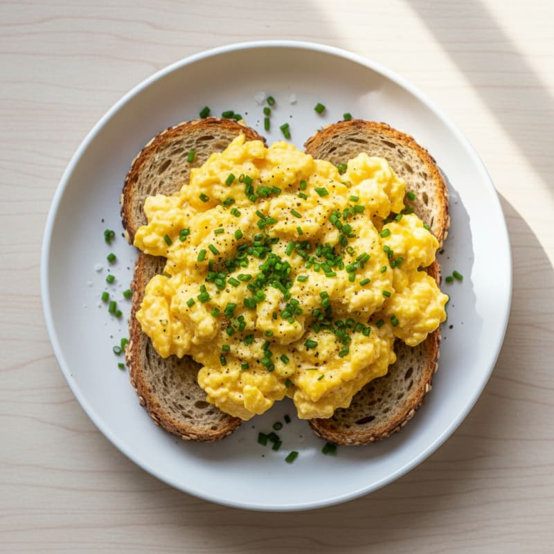 Creamy Golden Scrambled Eggs with Chives