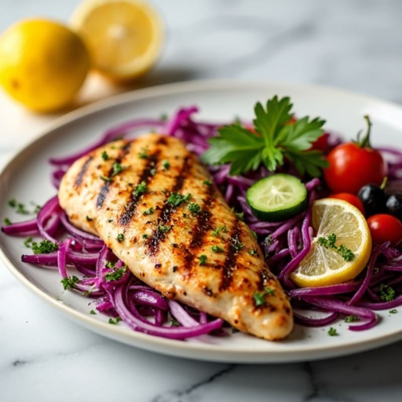 Herb-Citrus Grilled Chicken with Fresh Mediterranean Slaw