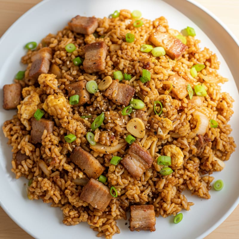 Kimchi Fried Rice with Pork Belly