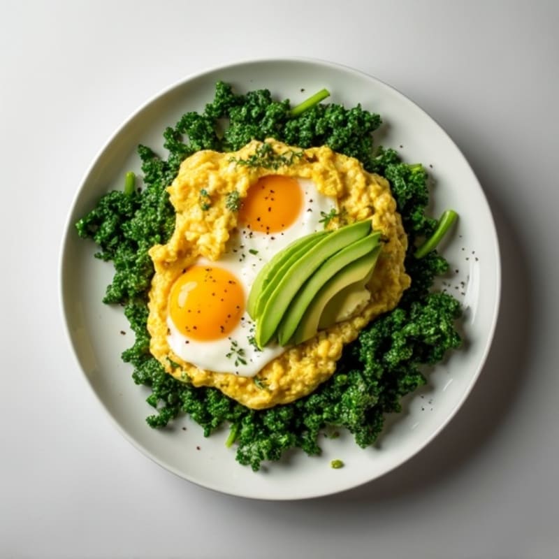 Egg and Spinach Scramble with Sautéed Greens