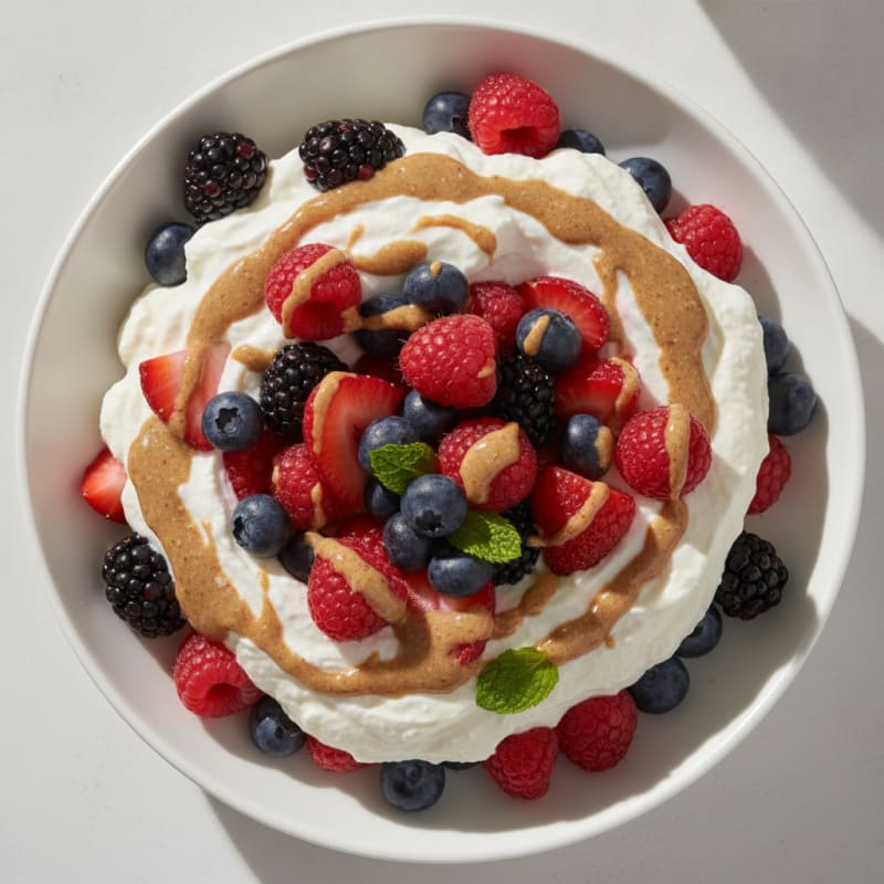 Greek Yogurt Protein Mousse with Mixed Berries