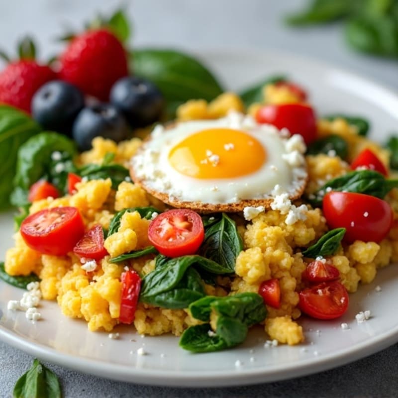 Egg and Veggie Scramble with Fresh Berries