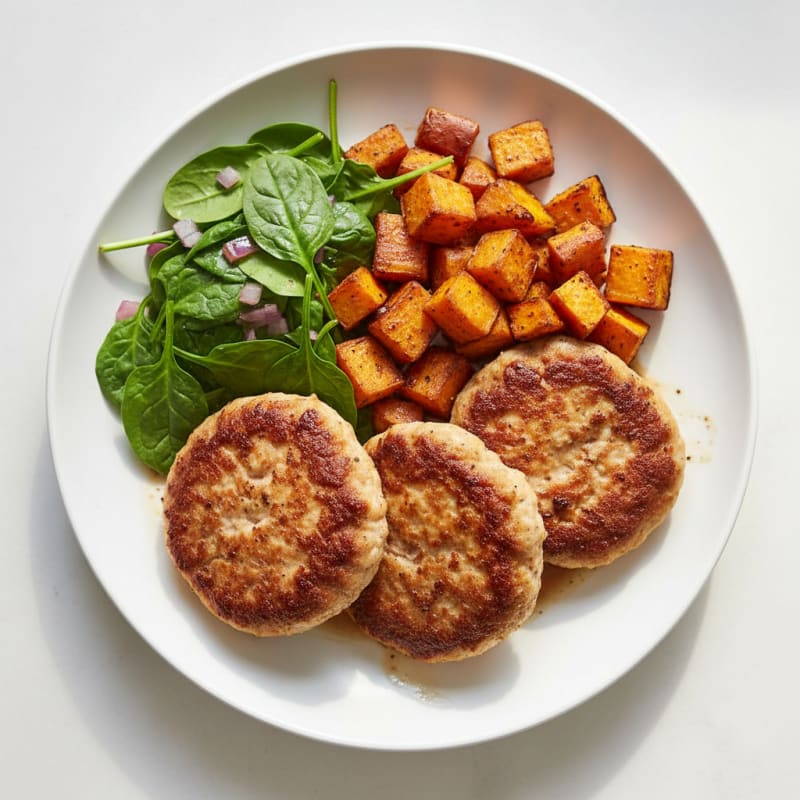 Smoky Turkey Patties with Roasted Sweet Potatoes