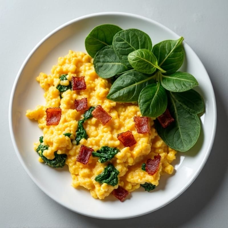 Egg White Scramble with Spinach and Turkey Bacon