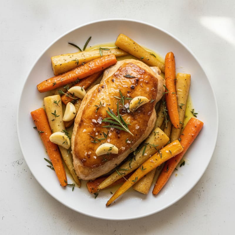 Garlic Herb Roasted Chicken with Root Vegetables