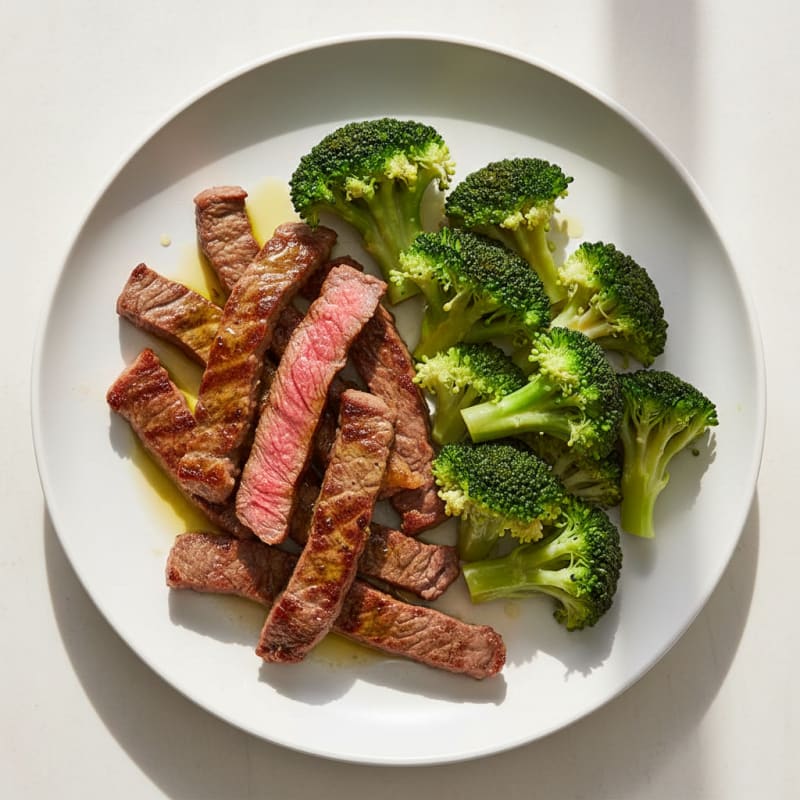 Seared Lean Beef with Steamed Broccoli