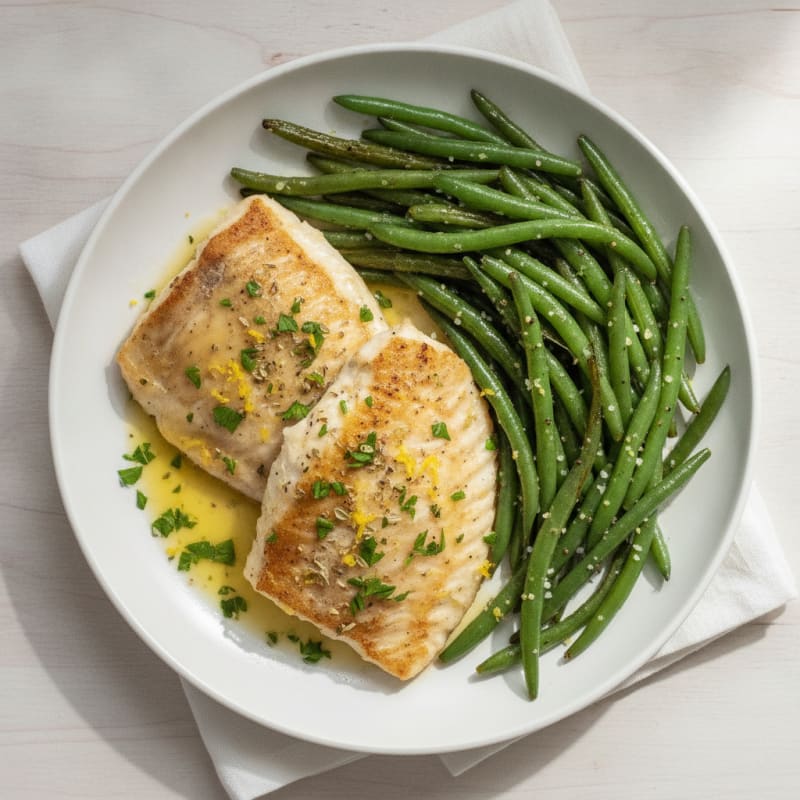 Lemon Herb Tilapia with Roasted Green Beans