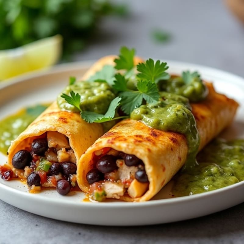 Chicken and Black Bean Enchiladas with Fresh Salsa Verde