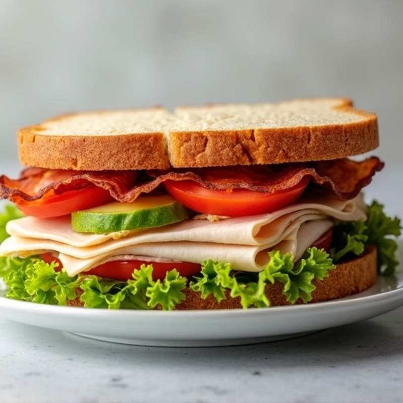 Healthy Turkey and Crispy Bacon Club Sandwich