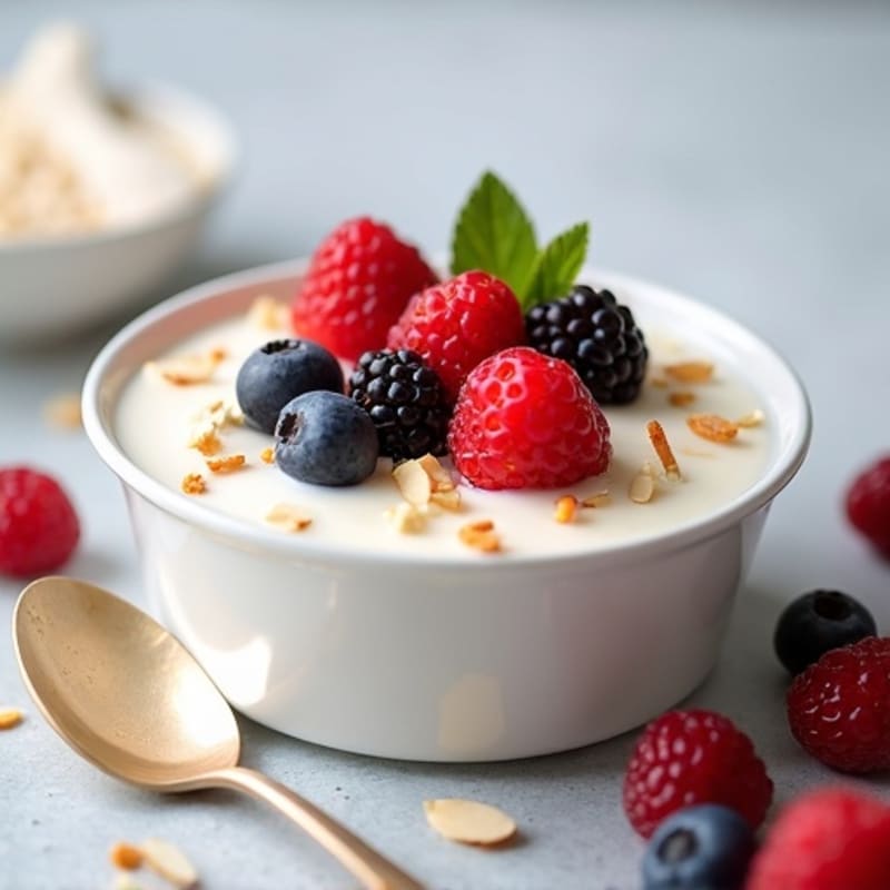 Silky Greek Yogurt Protein Pudding with Mixed Berries