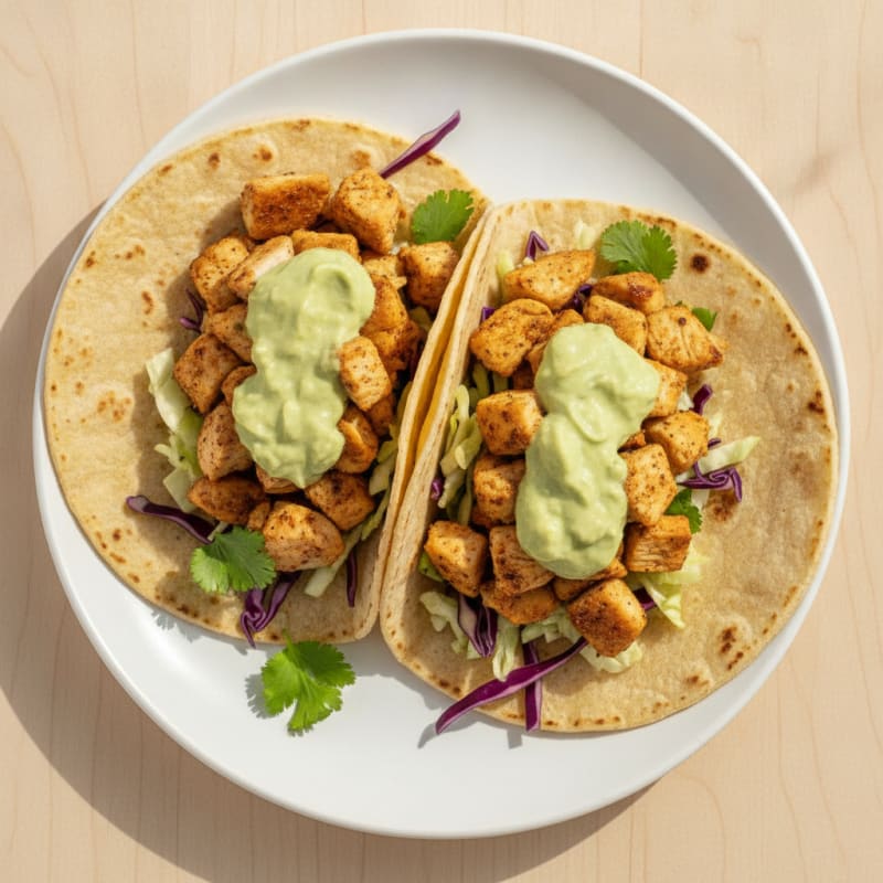 Chicken Tacos with Avocado Crema