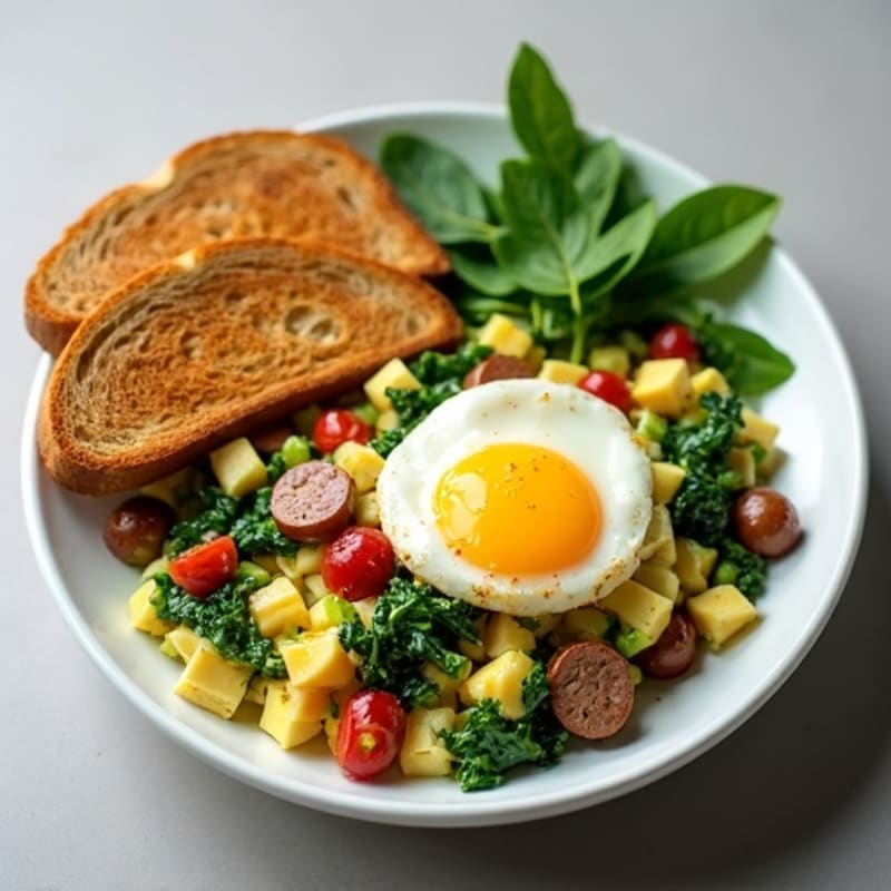 Egg White and Turkey Sausage Scramble with Spinach
