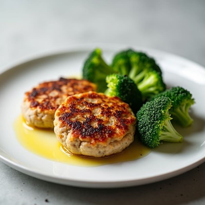 Seared Turkey Patties with Steamed Broccoli