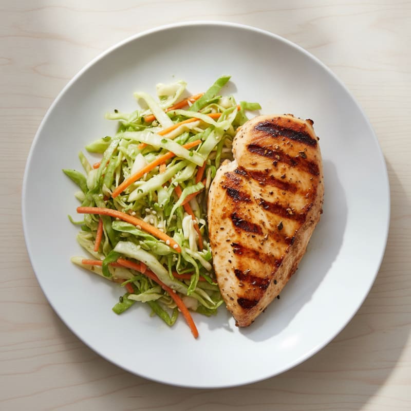 Grilled Chicken Breast with Crunchy Cabbage Slaw