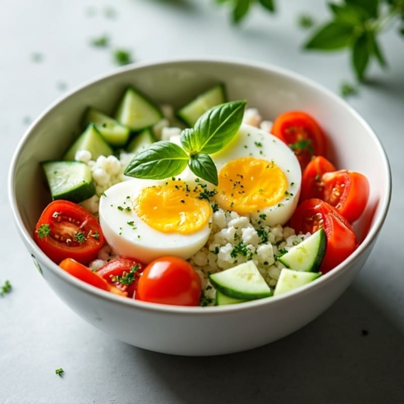 Creamy Cottage Cheese Bowl with Fresh Herbs and Crispy Vegetables