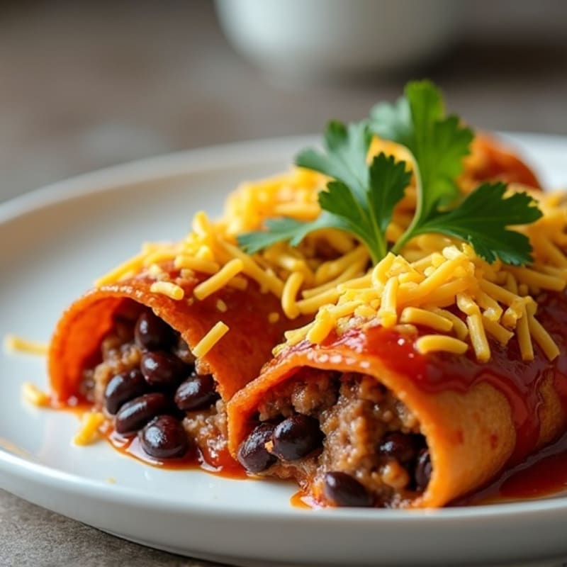 Lean Beef and Black Bean Baked Enchiladas
