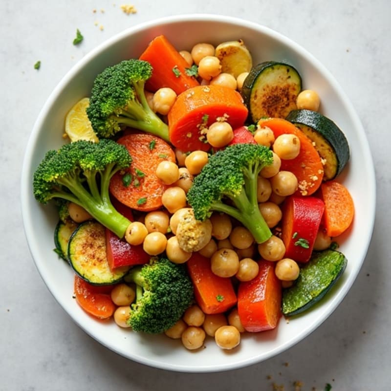 Crispy Roasted Vegetables and Chickpeas with Lemon-Herb Dressing