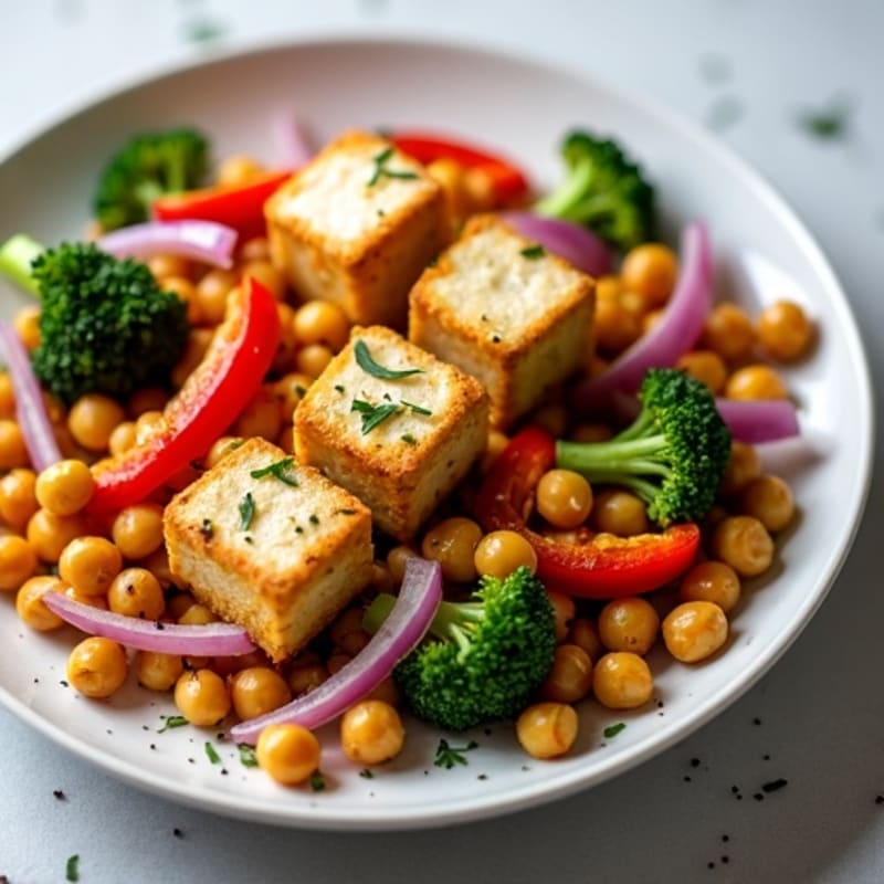 Crispy Baked Tofu with Sheet Pan Roasted Vegetables