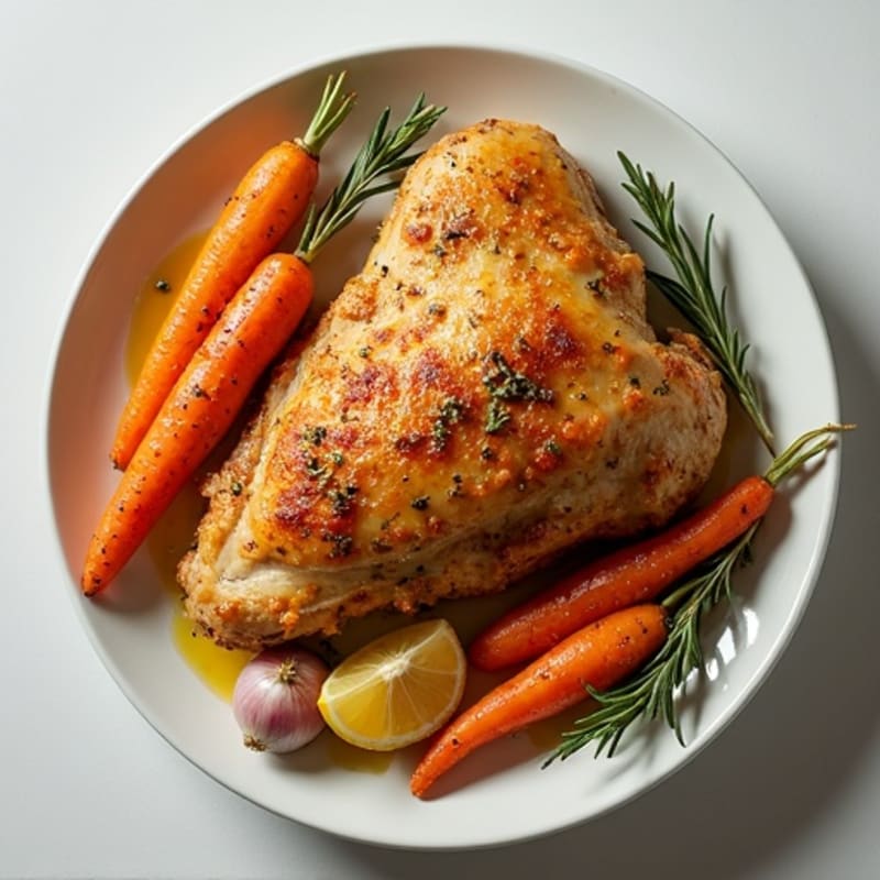 Crispy Lemon-Herb Roasted Chicken with Roasted Root Vegetables