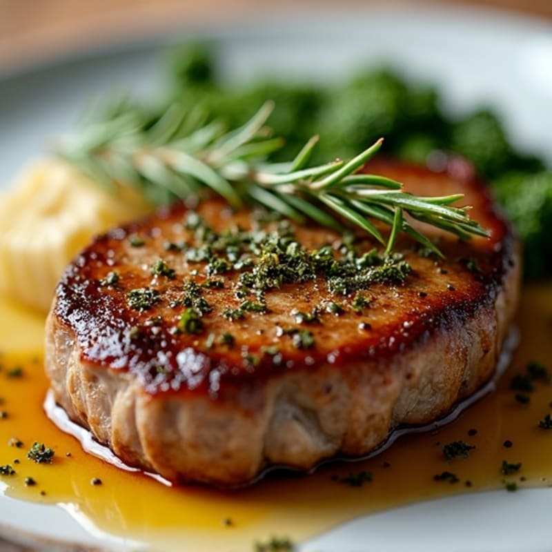 Herb-Crusted Pan-Seared Sirloin with Roasted Garlic