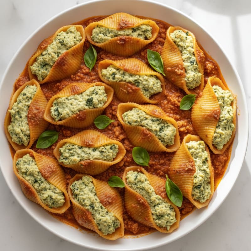 Baked Spinach Ricotta Stuffed Shells