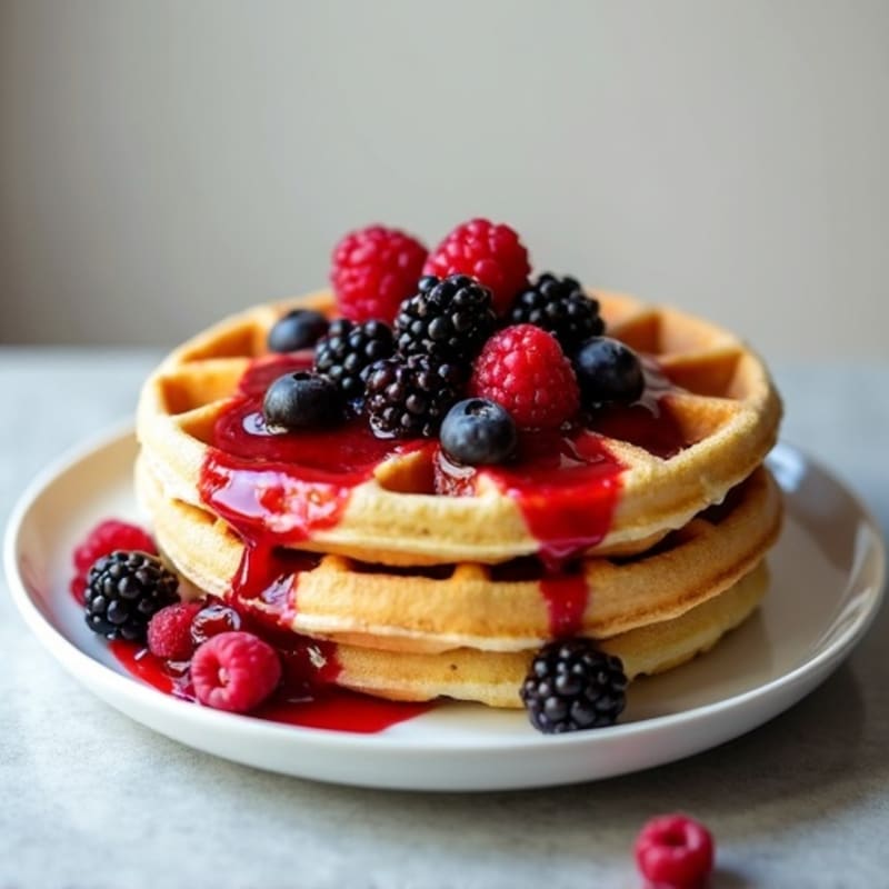 Protein-Packed Almond Flour Waffles with Berry Compote