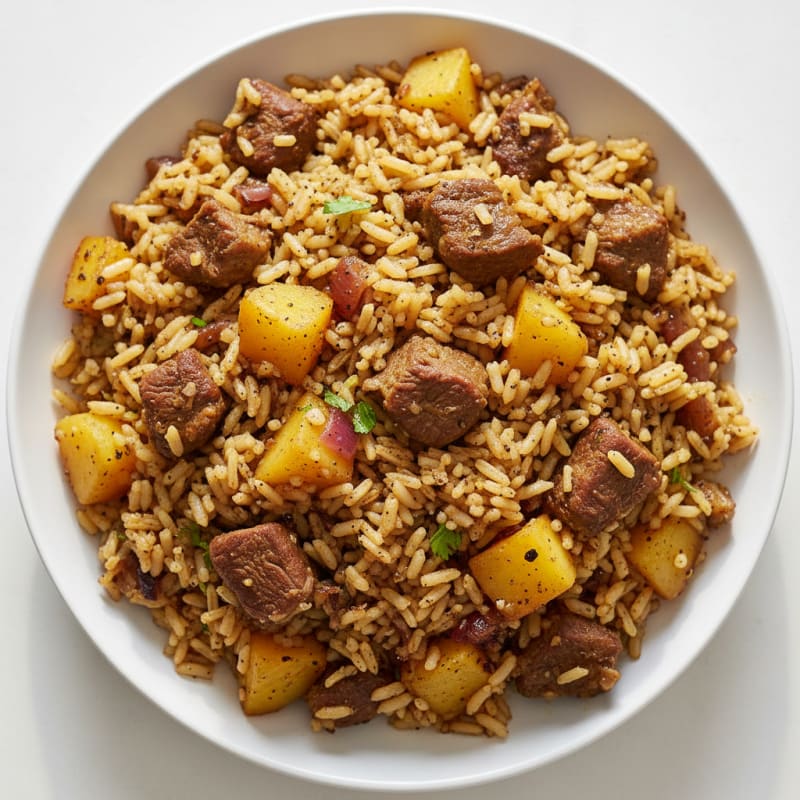 Kenyan Spiced Goat Pilau with Potatoes