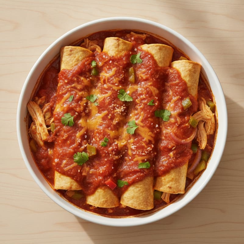 Chicken Enchiladas with Red Chili Sauce