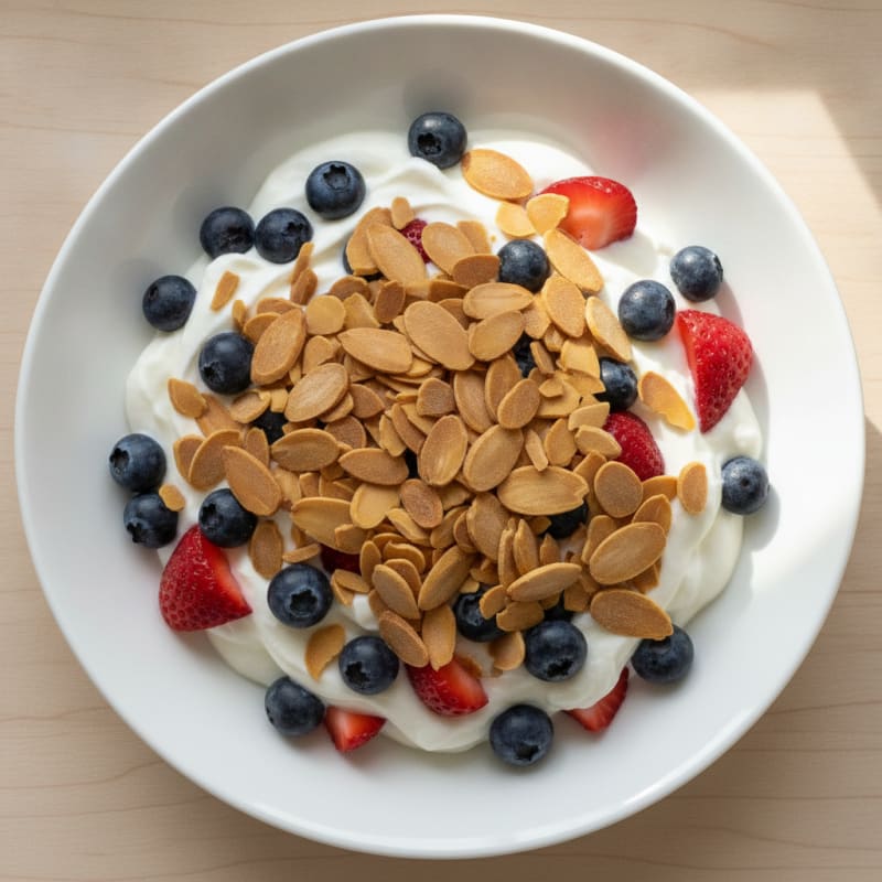 Greek Yogurt Protein Parfait with Berries and Almonds