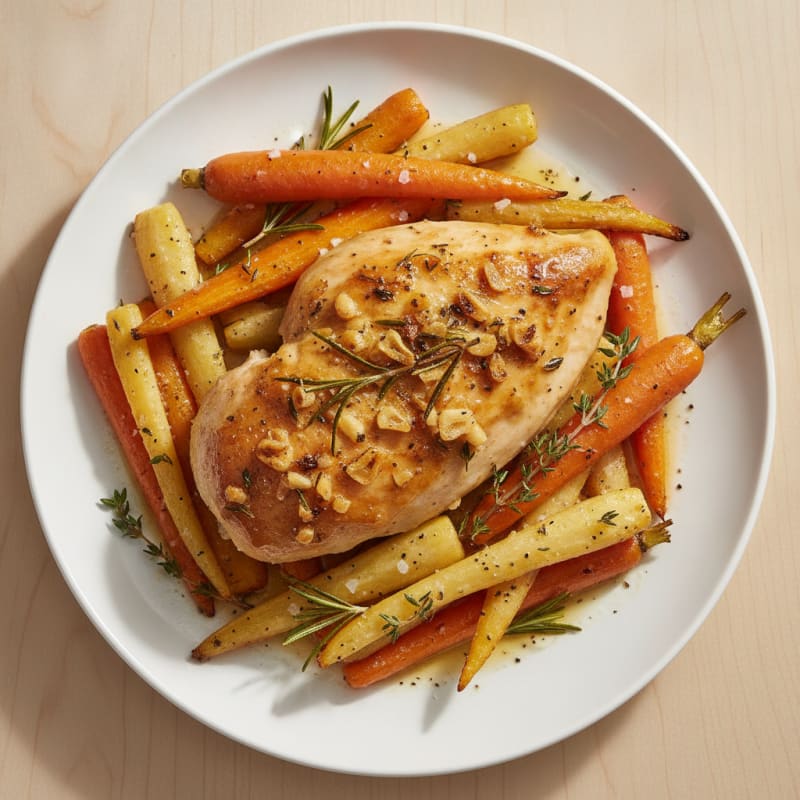 Garlic Herb Roasted Chicken with Root Vegetables