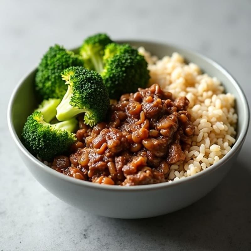 Garlic Ginger Beef and Broccoli Rice Bowl