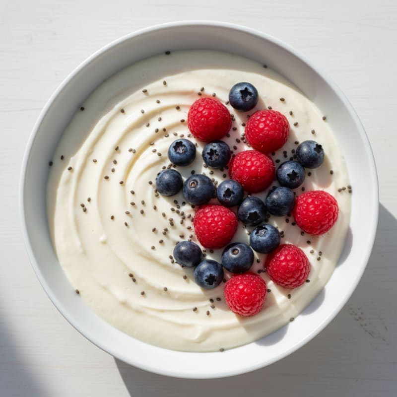 Silky Greek Yogurt Protein Pudding with Berries