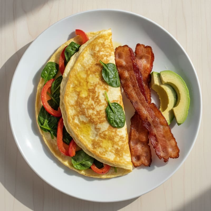 Egg White Veggie Omelet with Turkey Bacon