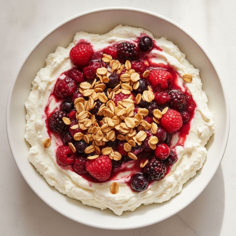 Cheesecake Protein Mousse with Berry Compote