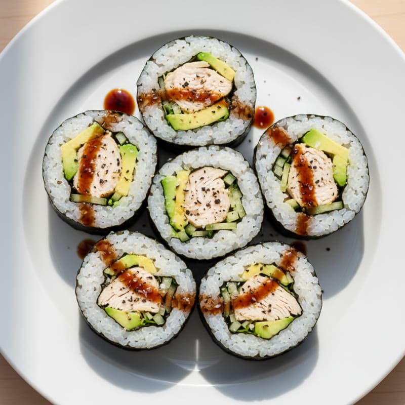 Chicken and Avocado Sushi Rolls