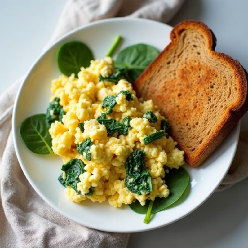 Egg White and Spinach Scramble with Cottage Cheese