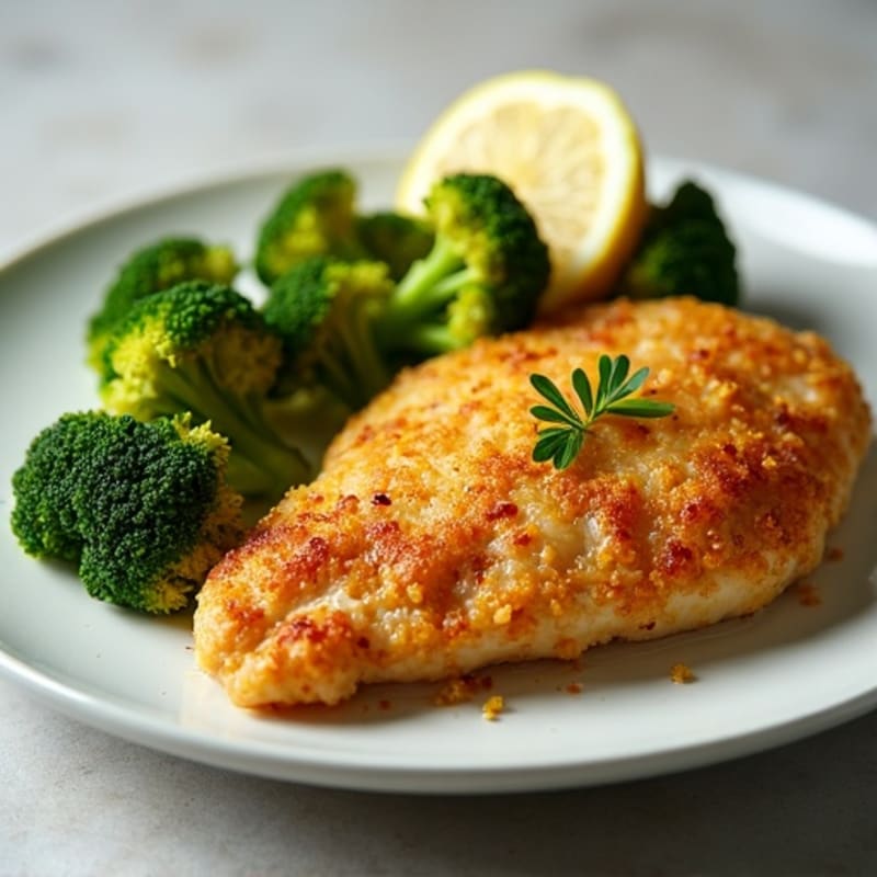 Crispy Lemon Garlic Chicken with Roasted Broccoli