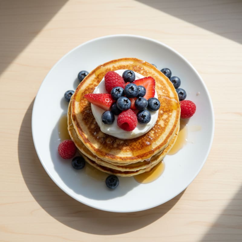 Sourdough Protein Pancakes with Berries
