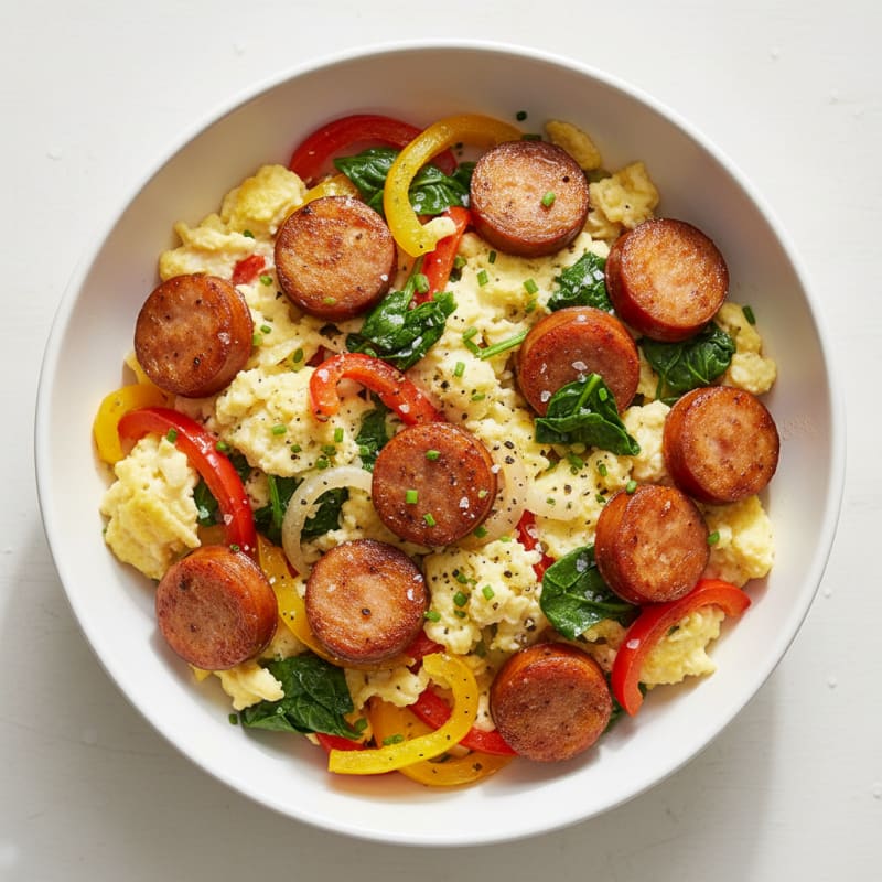 Andouille Sausage Skillet with Fluffy Eggs