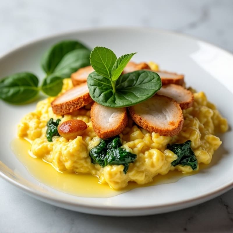 Egg White Scramble with Spinach and Turkey Breast