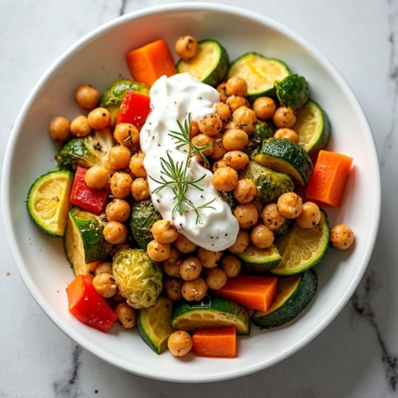 Lemon Herb Roasted Vegetables with Crispy Chickpeas