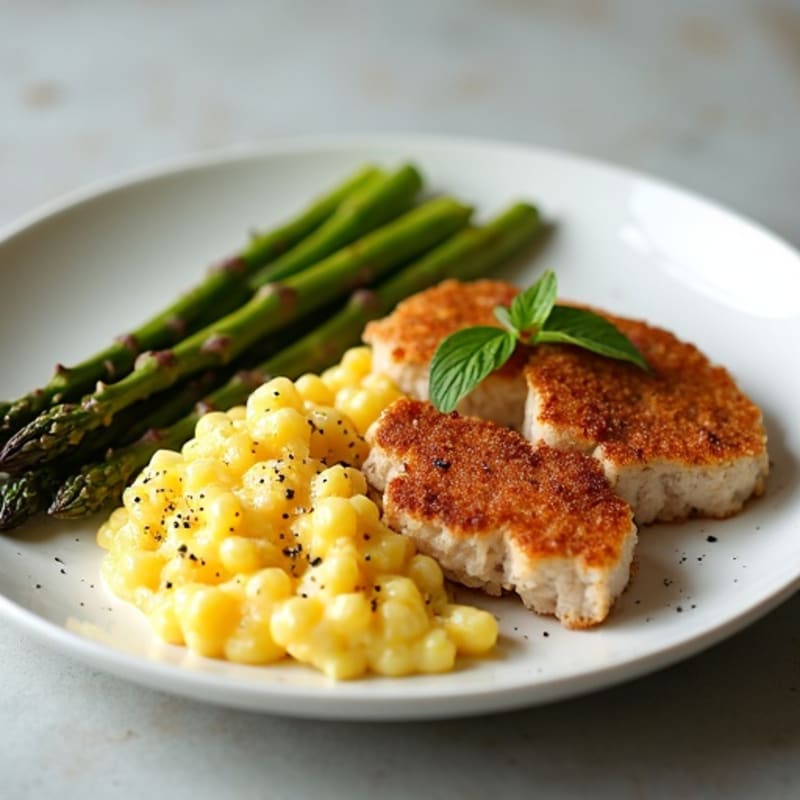 Crispy Ground Pork with Roasted Asparagus