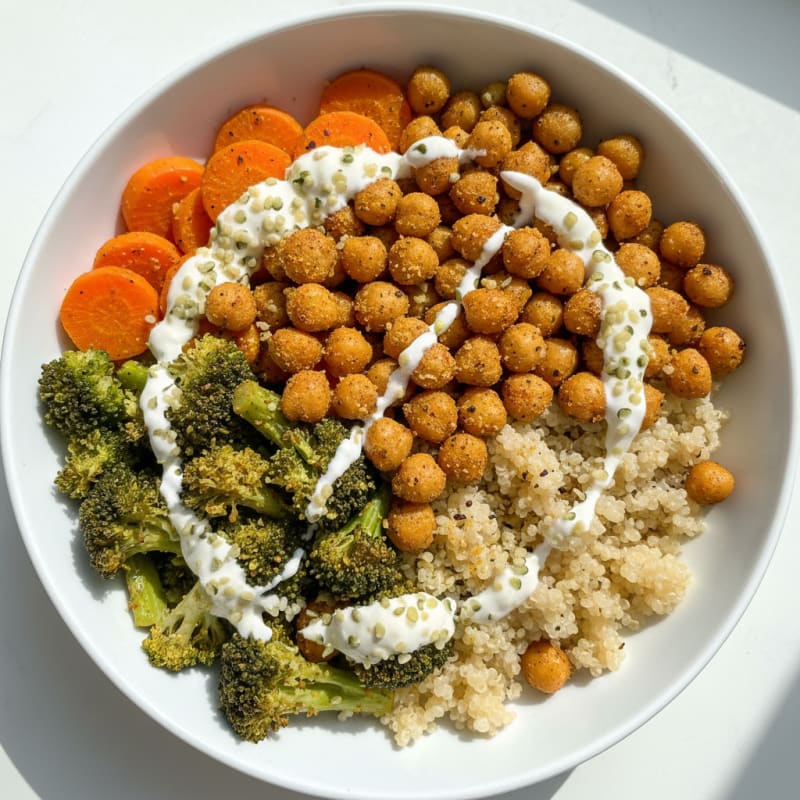 Roasted Vegetable and Chickpea Grain Bowl