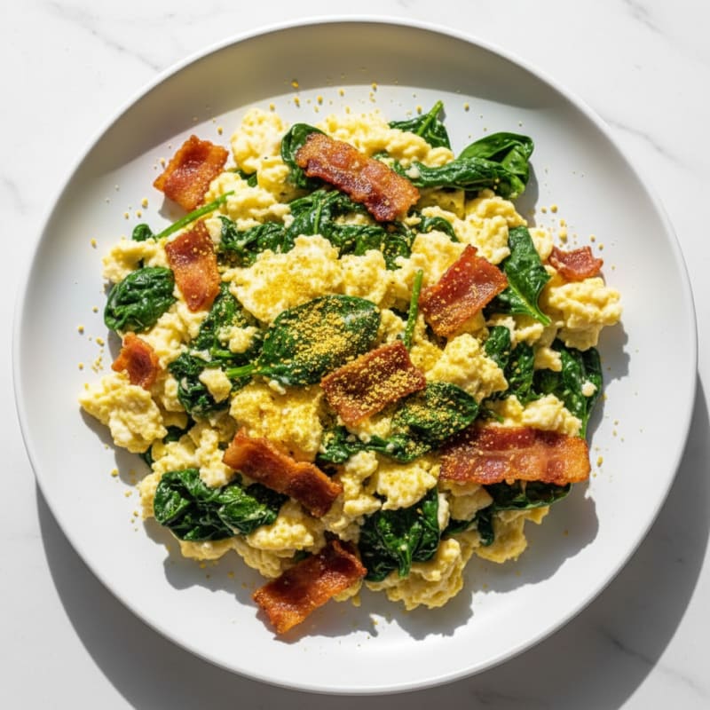 Egg White Scramble with Spinach and Turkey Bacon