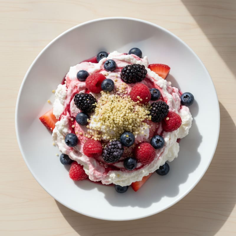 Greek Yogurt Protein Mousse with Mixed Berries